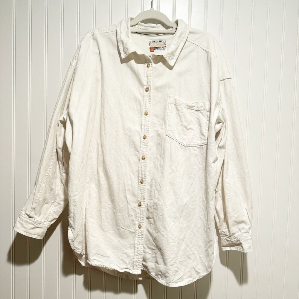 Anthropologie Pilcro White Linen Blend Camp Shirt Size XL - Picture 2 of 7
